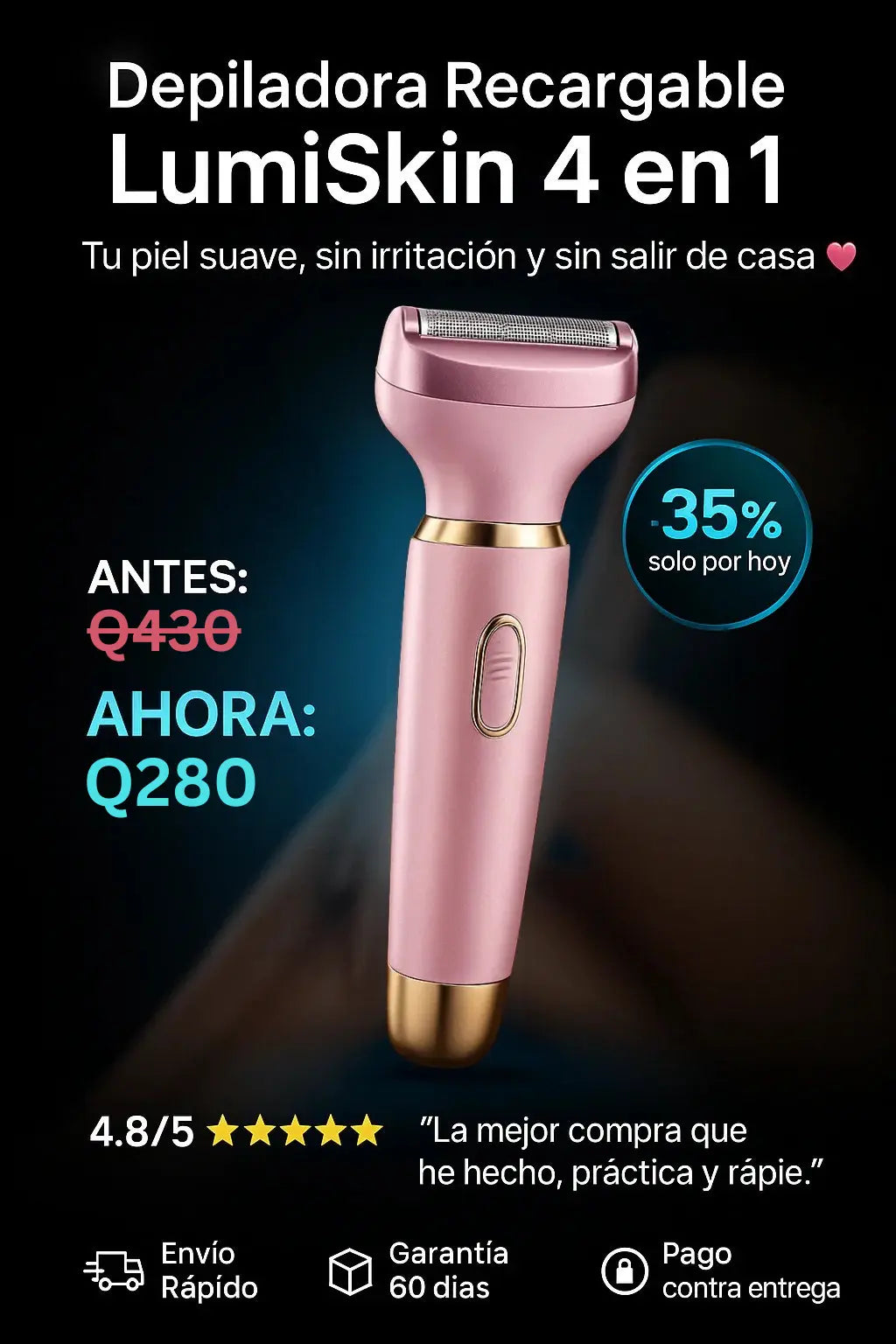 Depiladora Recargable LumiSkin 4 en 1